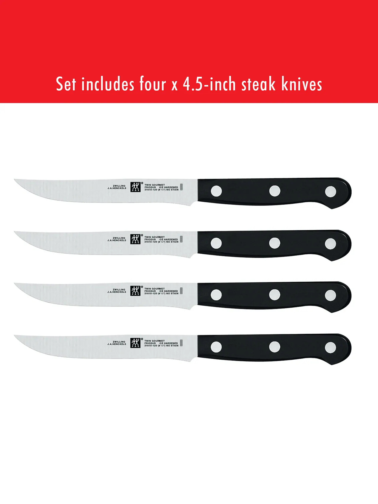 Набор ножей для стейка ZWILLING Twin Gourmet, 4 предмета, микросеррейторное — изображение 6 из 6, черный