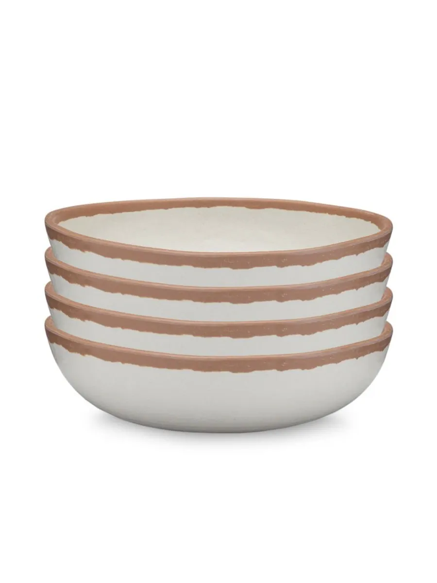 Набор из 4 терракотовых мисок для хлопьев Potter Terracotta Melaboo из меламина, высота 6,5 дюймов — серый