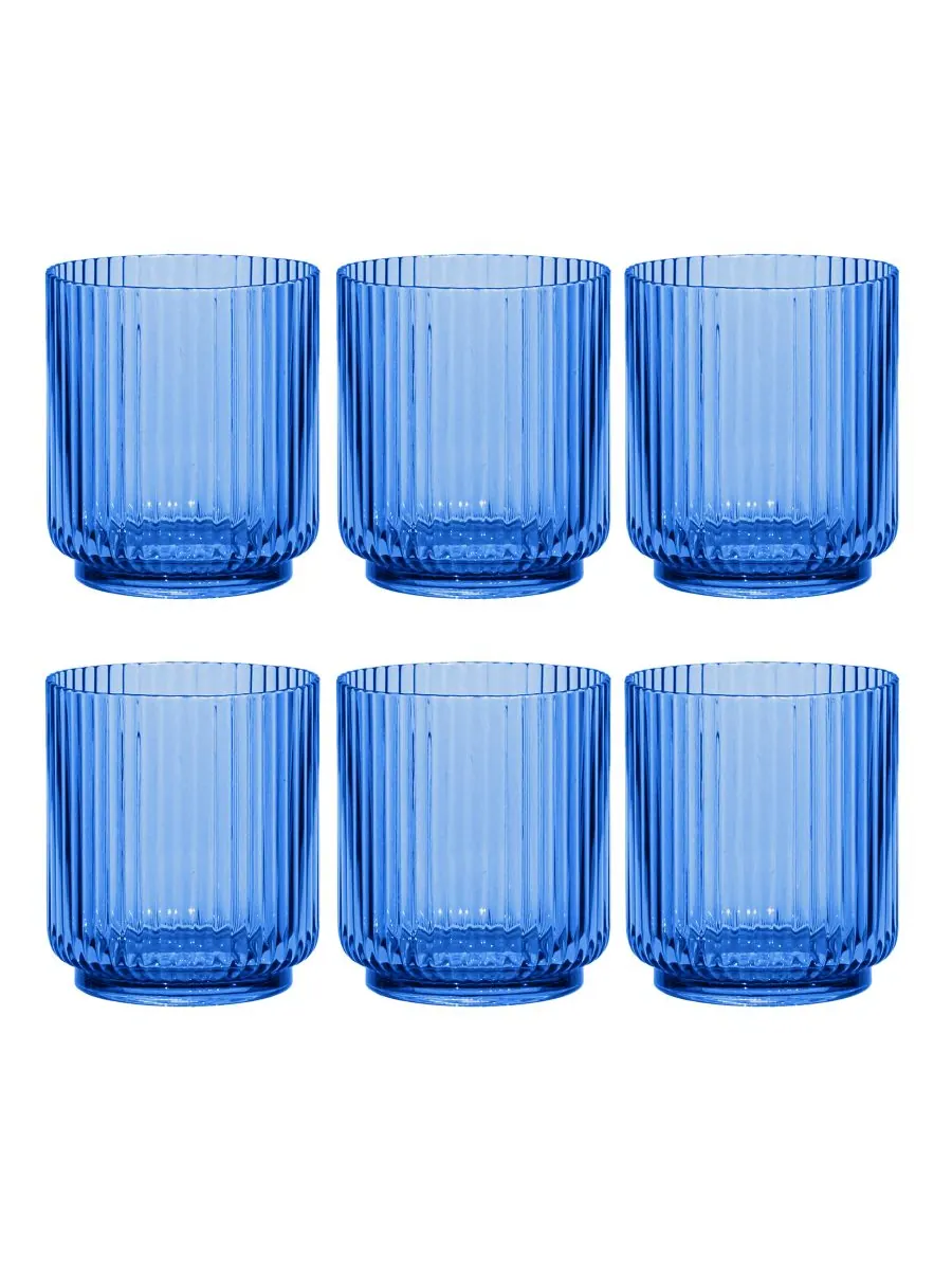 Набор из 6 бокалов для кобальтового кобальтового коктейля Mesa Double Old Fashioned Abode Homewares — синий