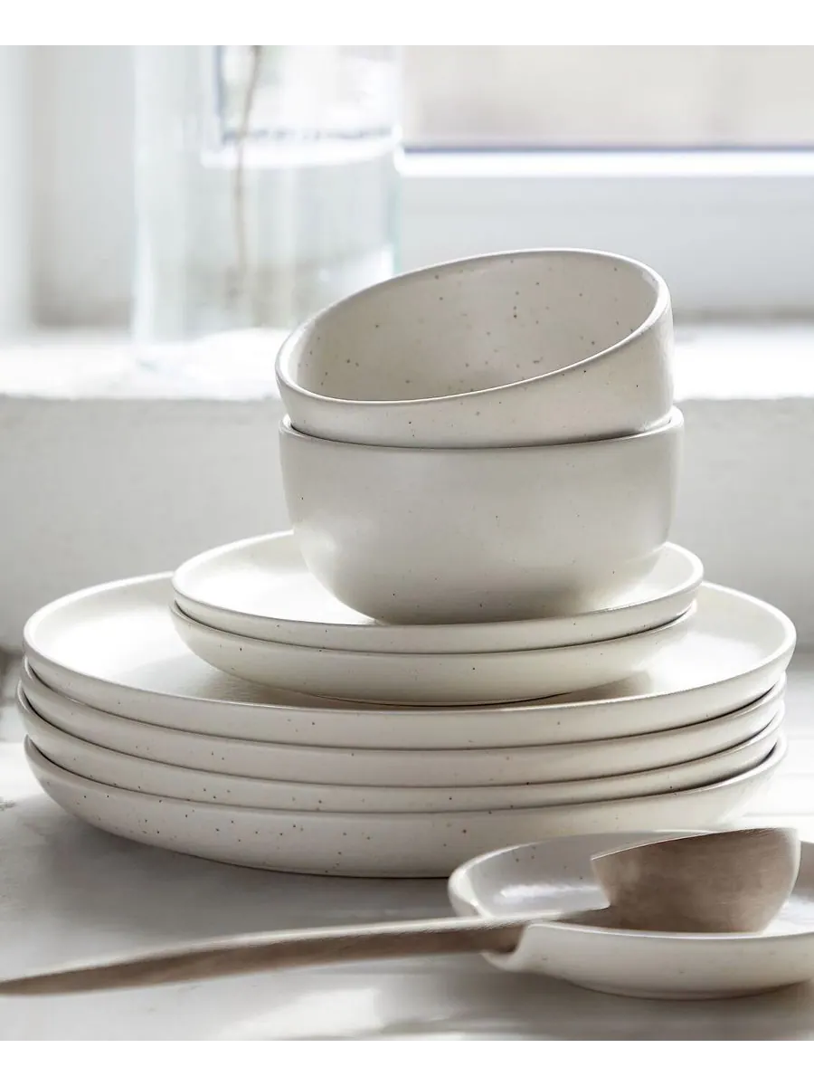 Набор из 4 обеденных тарелок Pacifica Dinnerware Casafina by Costa Nova — изображение 3 из 4, ванильный