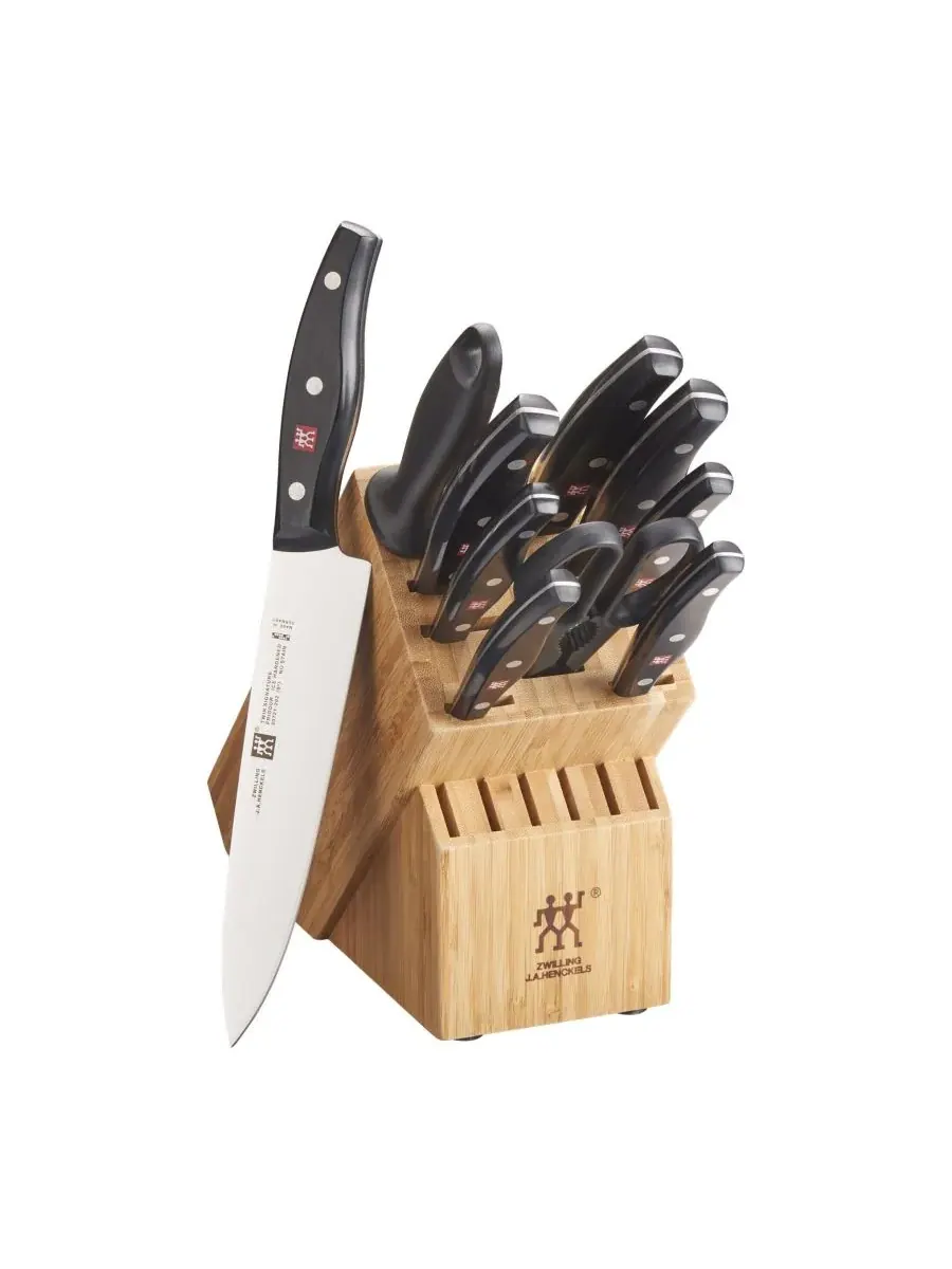 Набор кухонных ножей в блоке Zwilling Twin Signature, 11 предметов, натуральный/бамбук