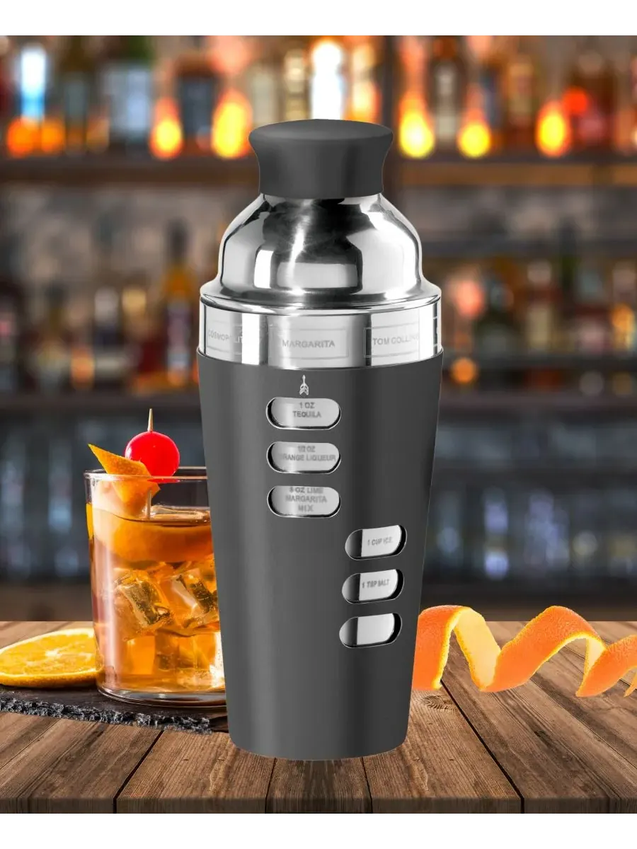 Коктейльный шейкер Dial a Drink из нержавеющей стали объемом 0,7 л Oggi — изображение 2 из 10, черный
