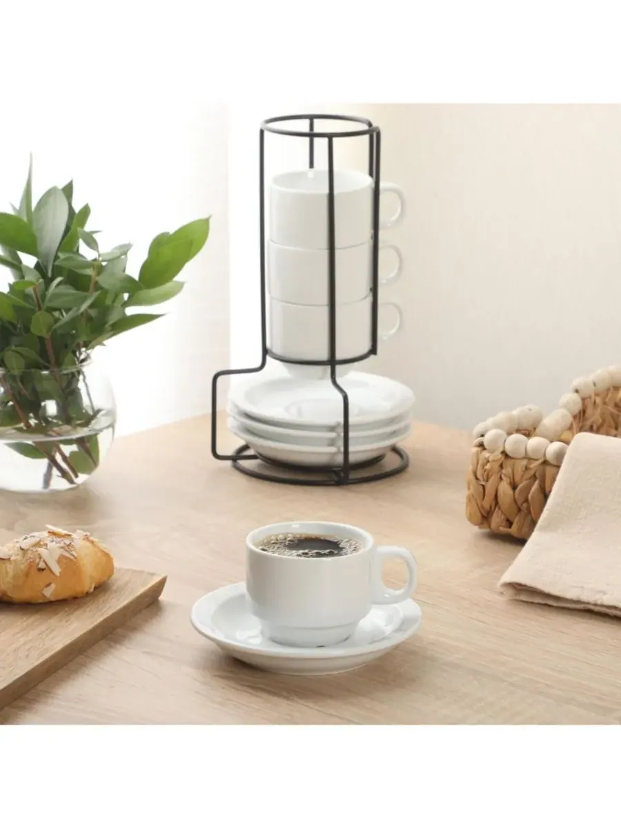 Набор из 4 маленьких кофейных чашек Gracious Dining объемом 85 мл (0,1 л), штабелируемые чашки с 4 — изображение 8 из 9