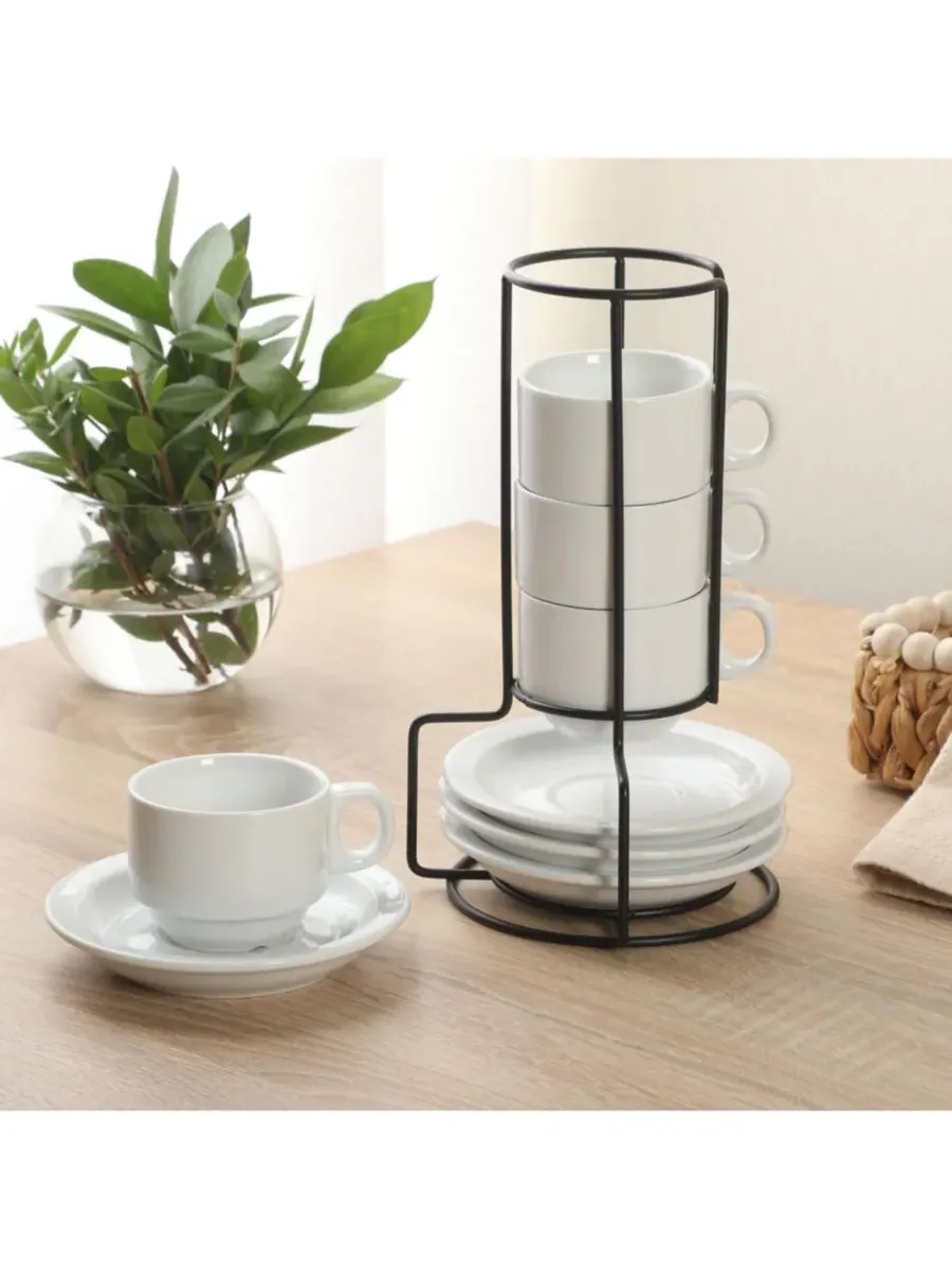 Набор из 4 маленьких кофейных чашек Gracious Dining объемом 85 мл (0,1 л), штабелируемые чашки с 4 — изображение 9 из 9