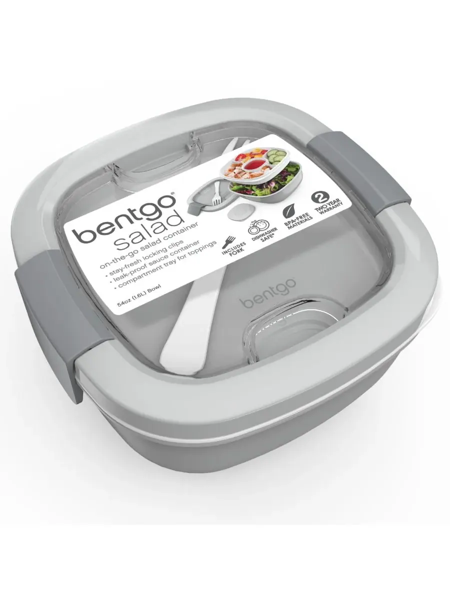 Портативный контейнер для салата объемом 2 л Bentgo — серый
