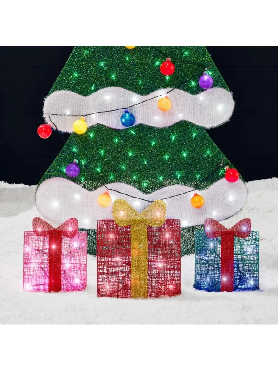 Светодиодная фигура Рождественская елка 2D с подарками, 183 см, 170 LED Best Choice Products — изображение 3 из 8, мульти