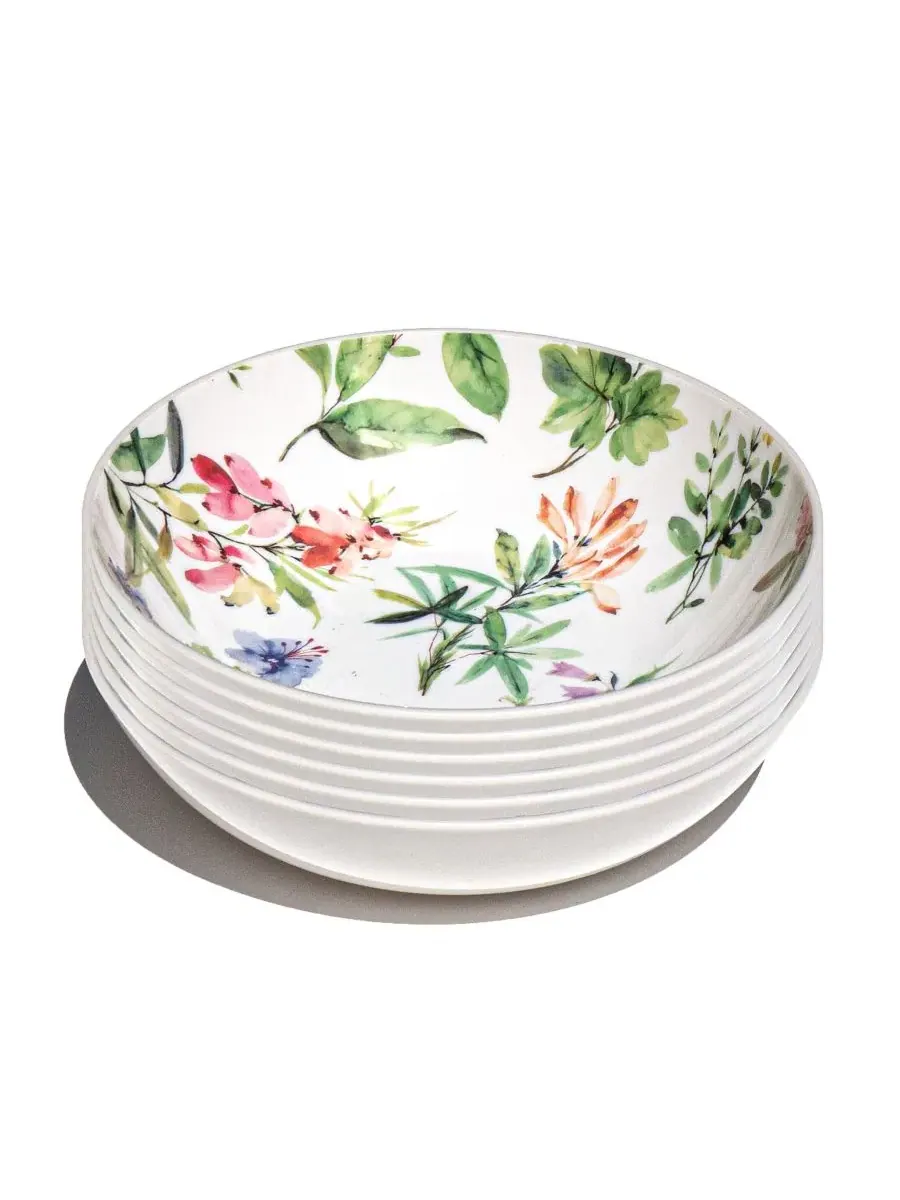 Набор из 6 низких мисок Wildseed Flowers Abode Homewares — белый