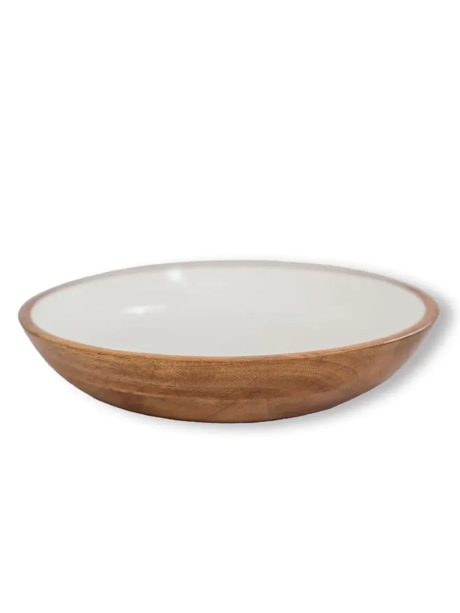 Сервировочная миска из манго с эмалевым покрытием, Wood Plus Collection Jeanne Fitz — белый