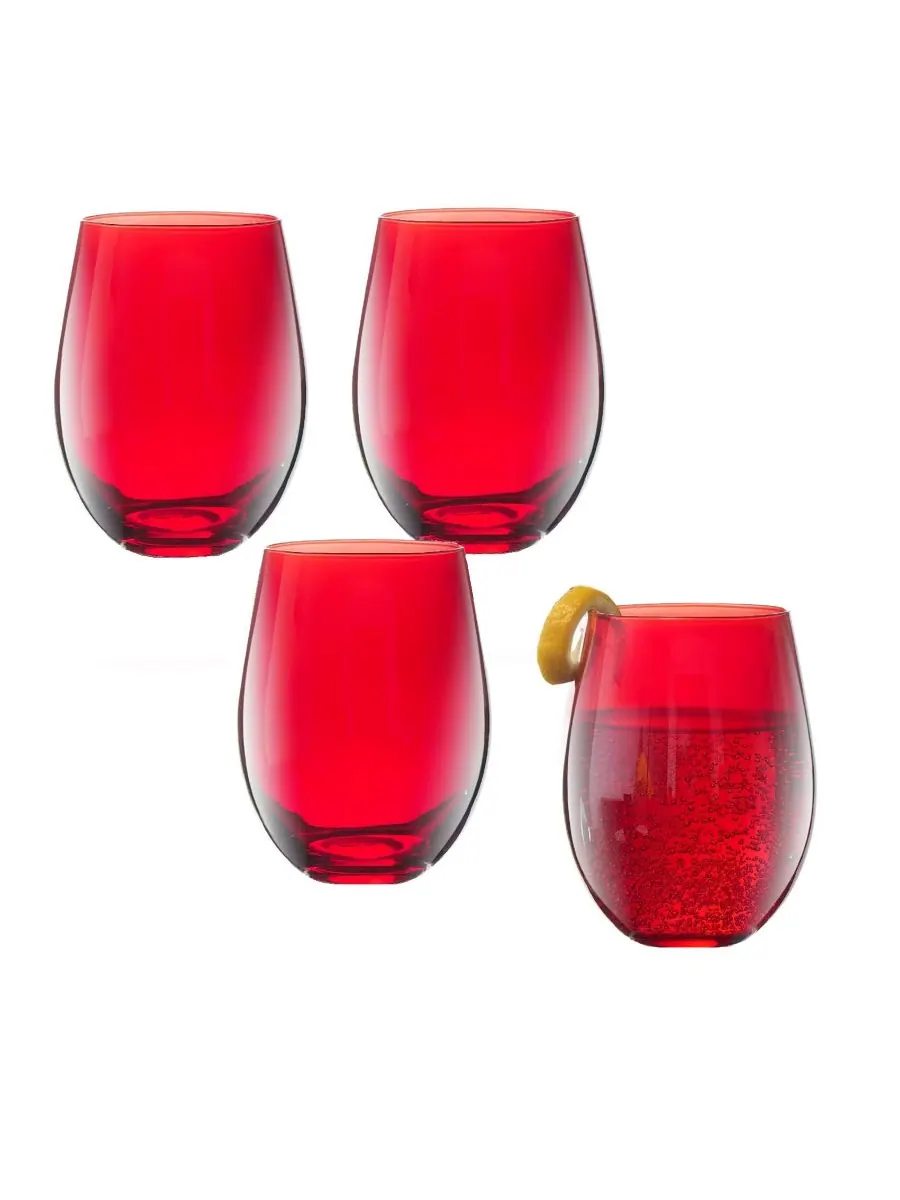 Набор из 4 бокалов для вина Carnival без ножки, объемом 19 унций Qualia Glass — красный