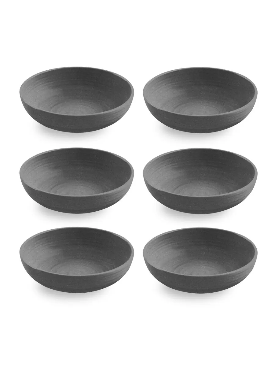 Набор из 6 низких мисок Planta Artisan, 8 дюймов, 43,3 унции Abode Homewares — серый