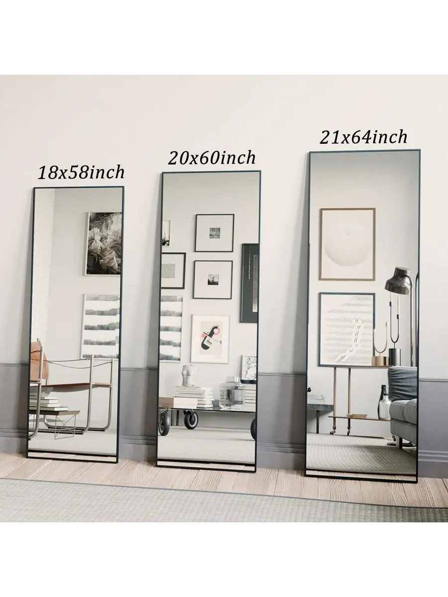 HOMLUX Прямоугольное зеркало на подставке, 18"x58", черное — изображение 2 из 9, черный