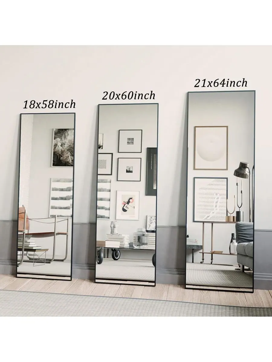 HOMLUX Прямоугольное зеркало на подставке, 18"x58", черное — изображение 6 из 9, черный