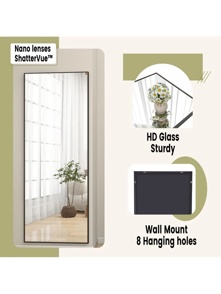 HOMLUX Прямоугольное зеркало на подставке, 18"x58", черное — изображение 9 из 9, черный