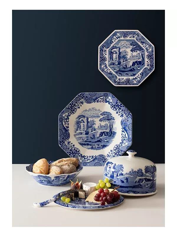 Тарелка и нож для итальянского голубого сыра Spode — изображение 3 из 4, синий
