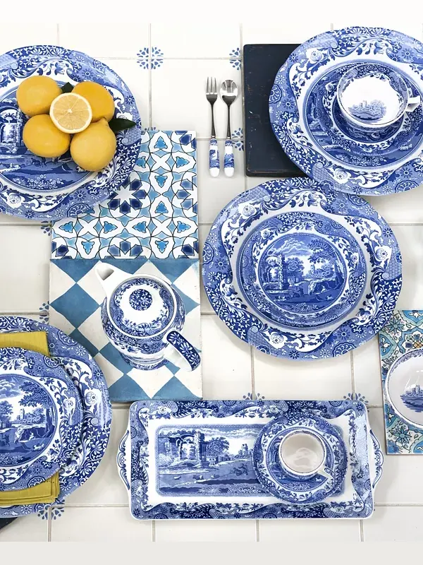 Тарелка и нож для итальянского голубого сыра Spode — изображение 4 из 4, синий