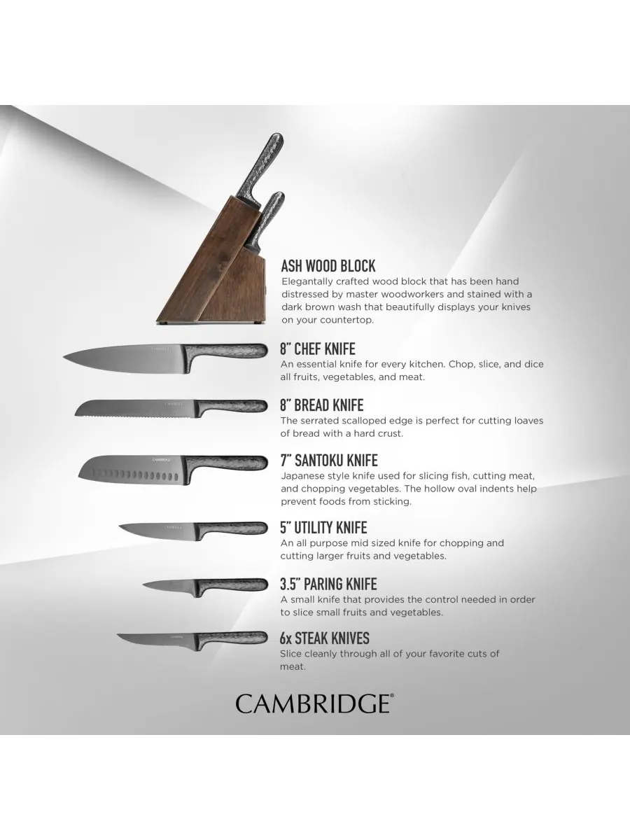 Набор столовых приборов Cambridge Nero из 12 предметов с подставкой для ножей Cambridge Silversmiths — изображение 2 из 4