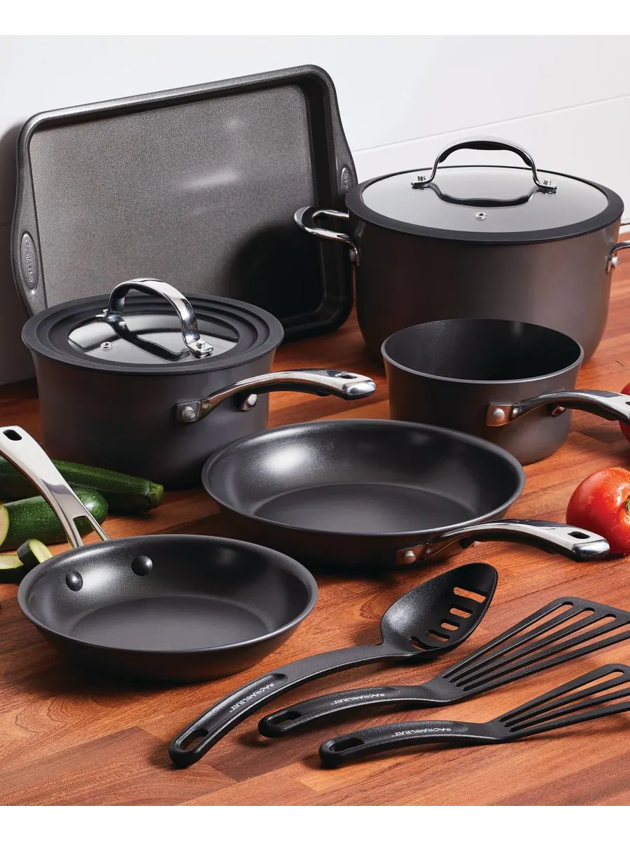 Набор посуды Cook + Create с антипригарным покрытием из твердого анодированного алюминия, 11 — изображение 5 из 5, черный