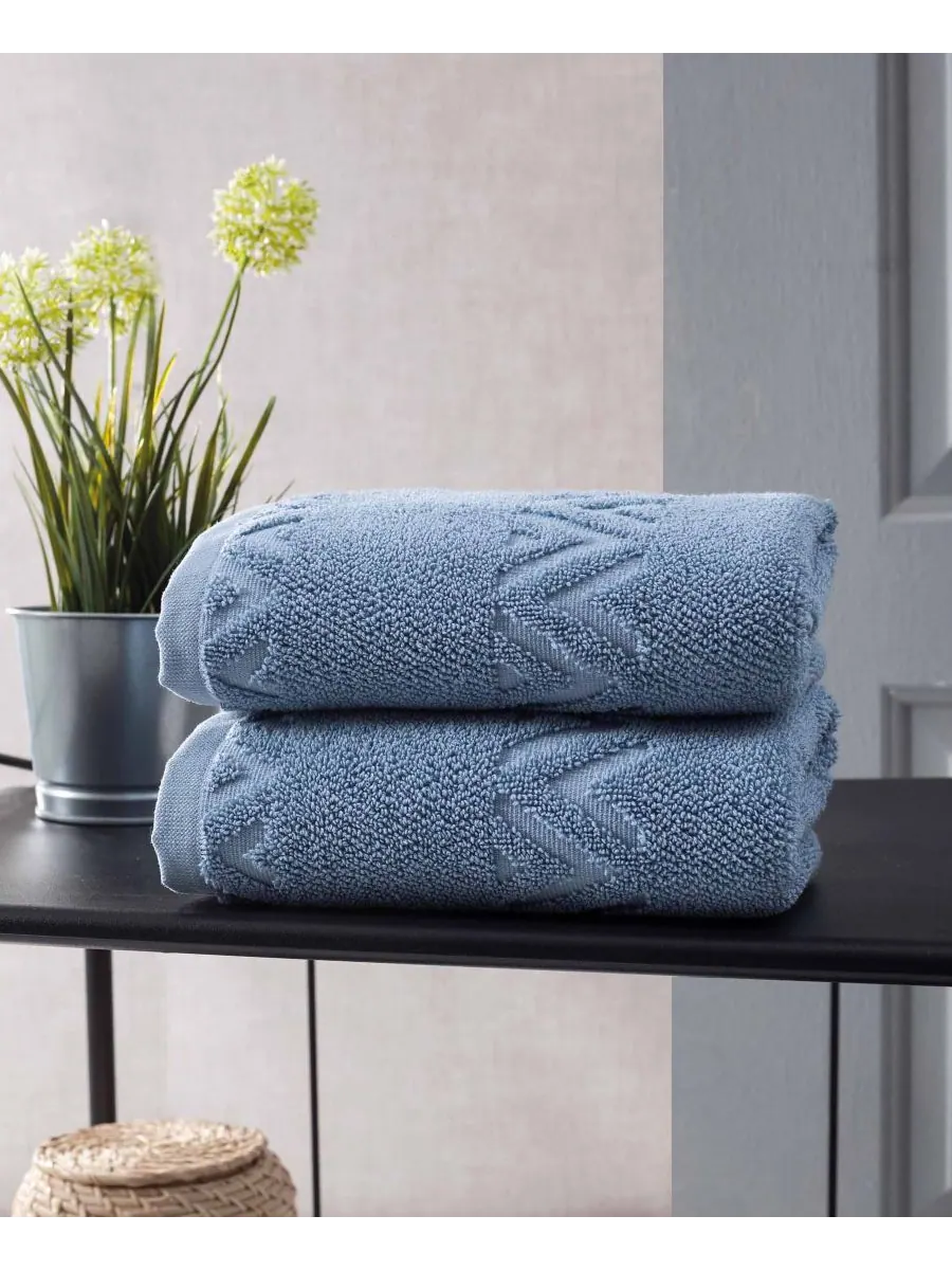 Роскошный набор из 2 полотенец для рук из турецкого хлопка sovrano collection. OZAN PREMIUM HOME — изображение 3 из 3, синий