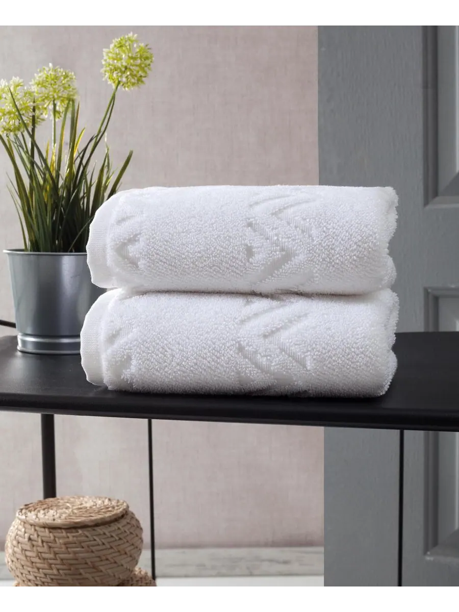 Роскошный набор из 2 полотенец для рук из турецкого хлопка sovrano collection. OZAN PREMIUM HOME — изображение 3 из 3, белый