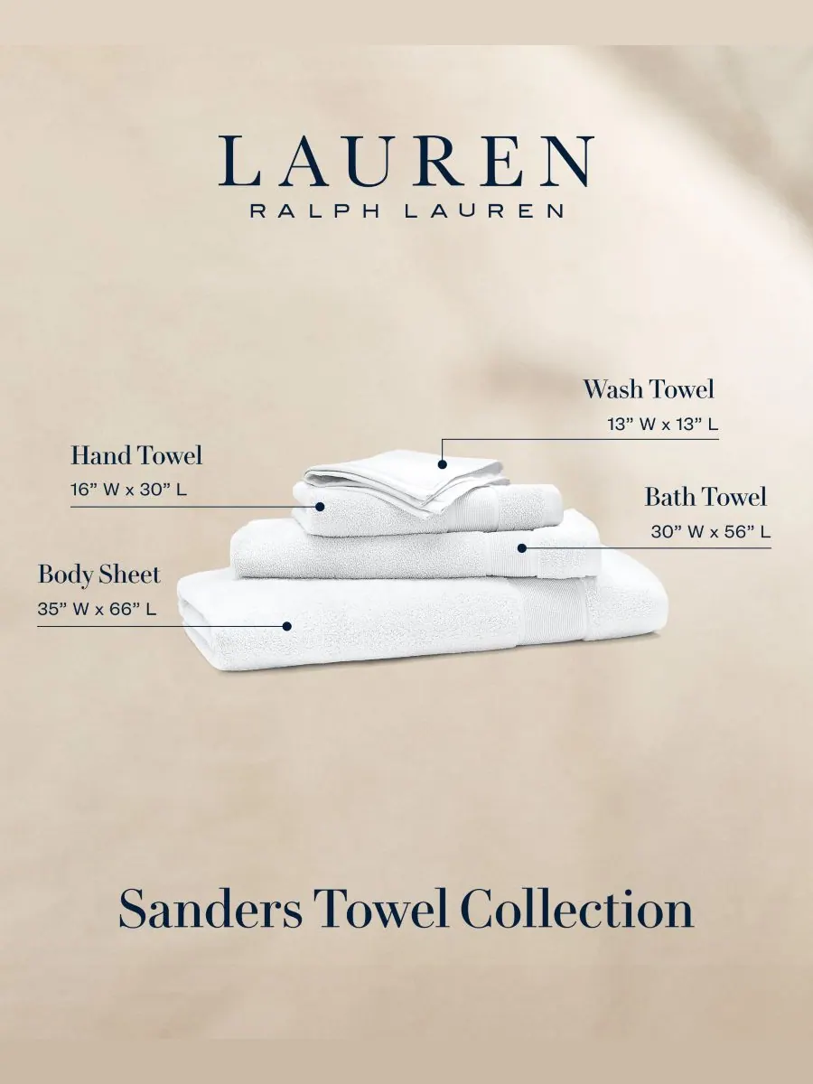 Салфетка для умывания sanders из прочного антимикробного хлопка, 13 x 13 дюймов. Lauren Ralph Lauren — изображение 2 из 2