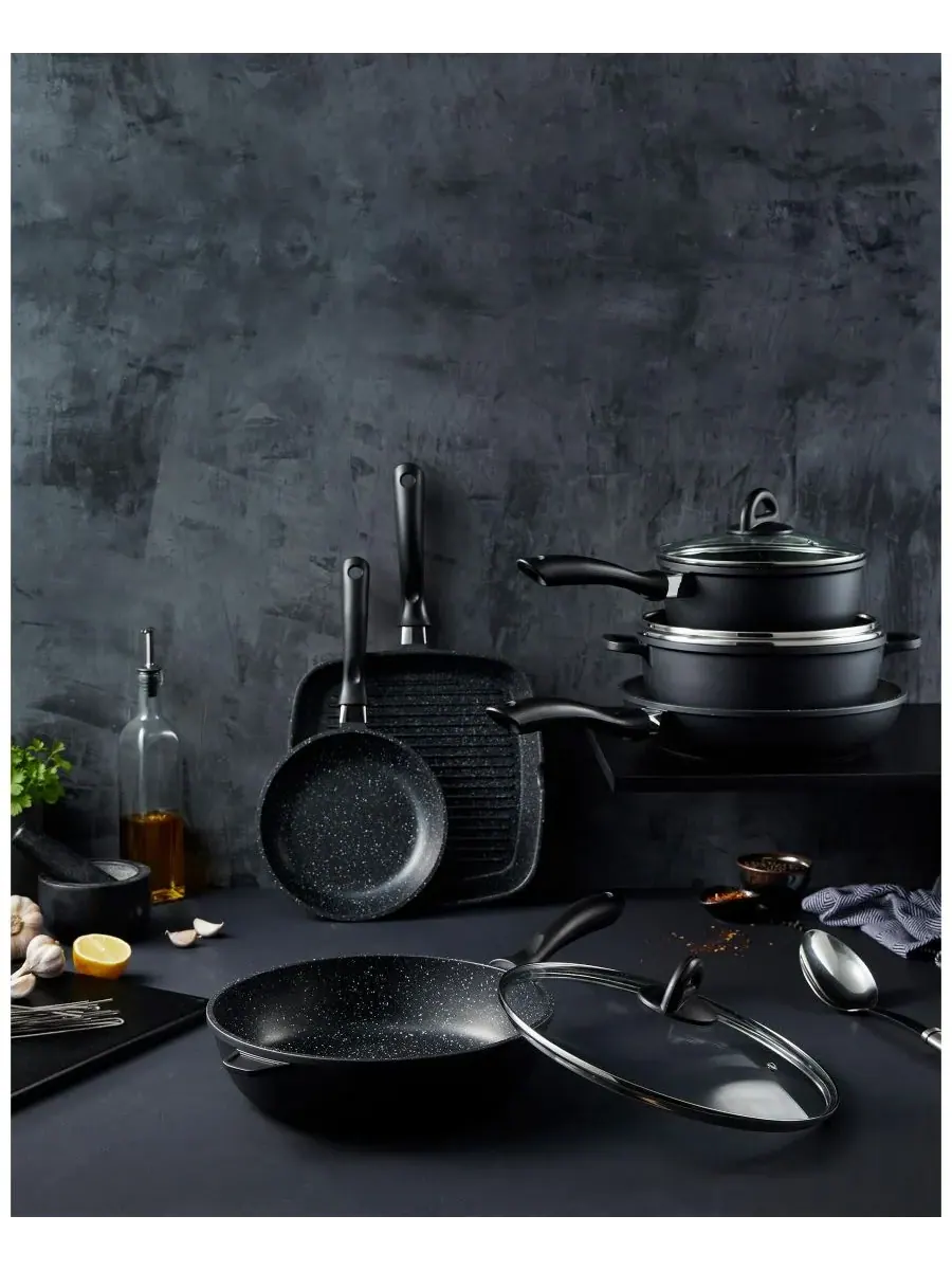 Набор из 9 предметов STONE из литого алюминия Cuisine::Pro — изображение 5 из 5, черный