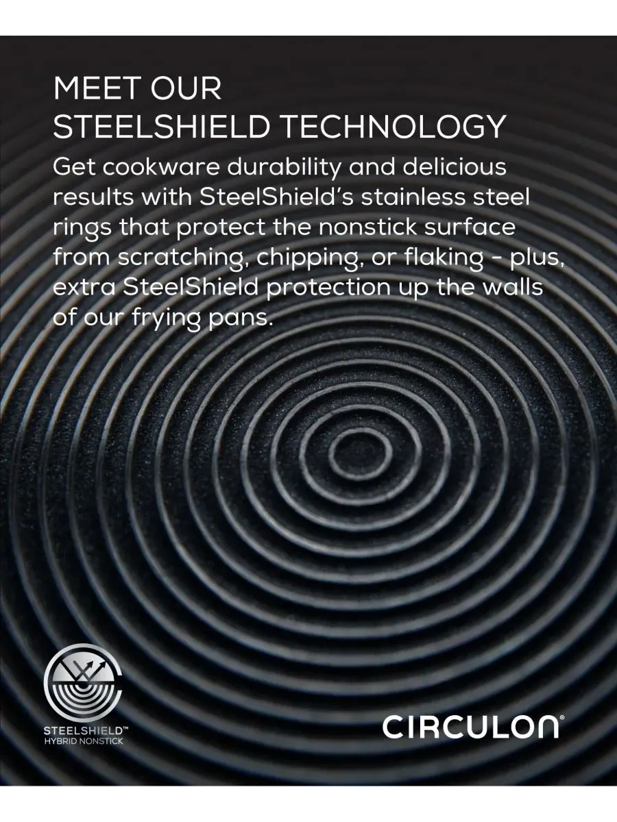 Набор из 2 сковородок SteelShield C-Series с трехслойным антипригарным покрытием — изображение 6 из 10, серебряный