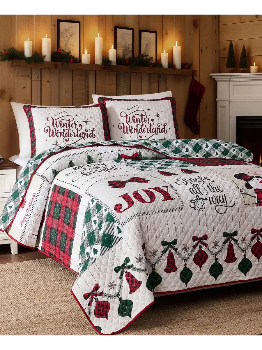 Стеганое одеяло с наволочками Patchwork Plaid Reversible, Full/Queen Avanti