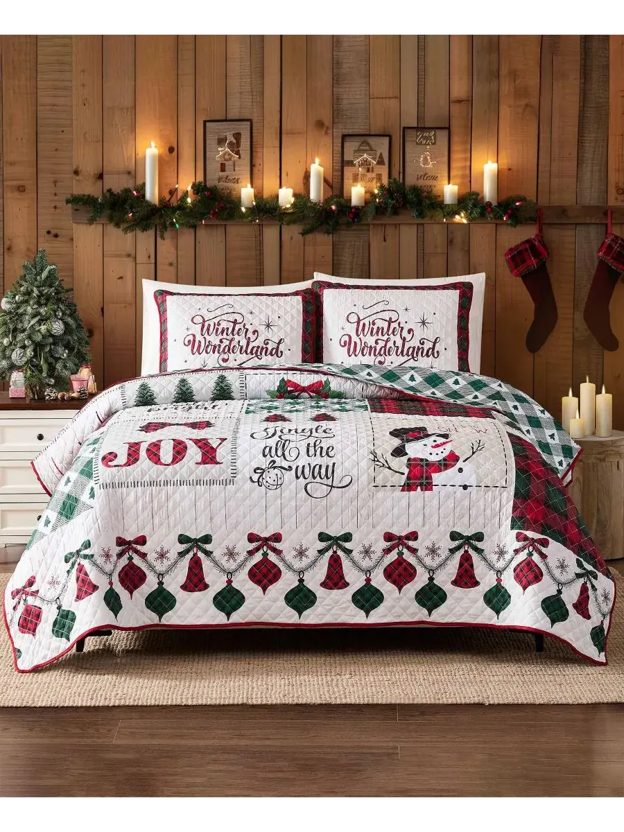 Стеганое одеяло с наволочками Patchwork Plaid Reversible, Full/Queen Avanti — изображение 2 из 3, мульти