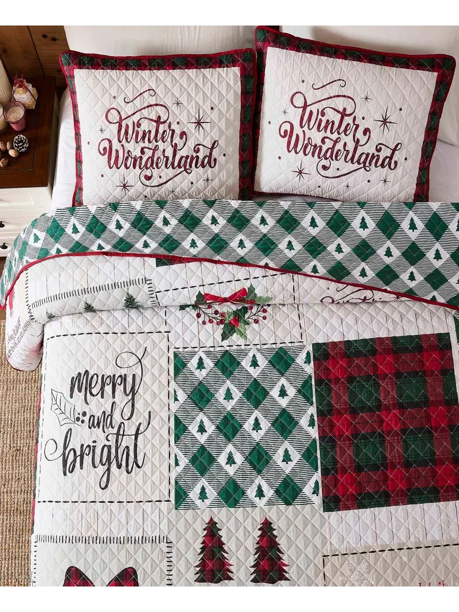 Стеганое одеяло с наволочками Patchwork Plaid Reversible, Full/Queen Avanti — изображение 3 из 3, мульти