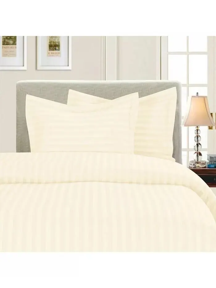 Роскошные комплекты пододеяльников в полоску без морщин Elegant Comfort — изображение 3 из 6, бежевый
