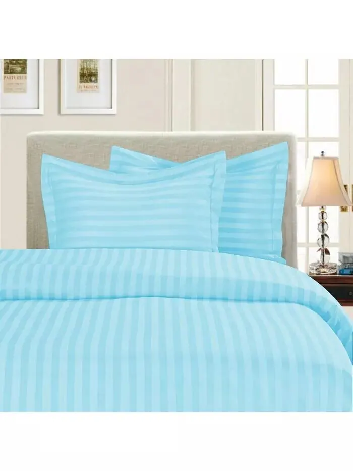 Роскошные комплекты пододеяльников в полоску без морщин Elegant Comfort — изображение 2 из 6, синий