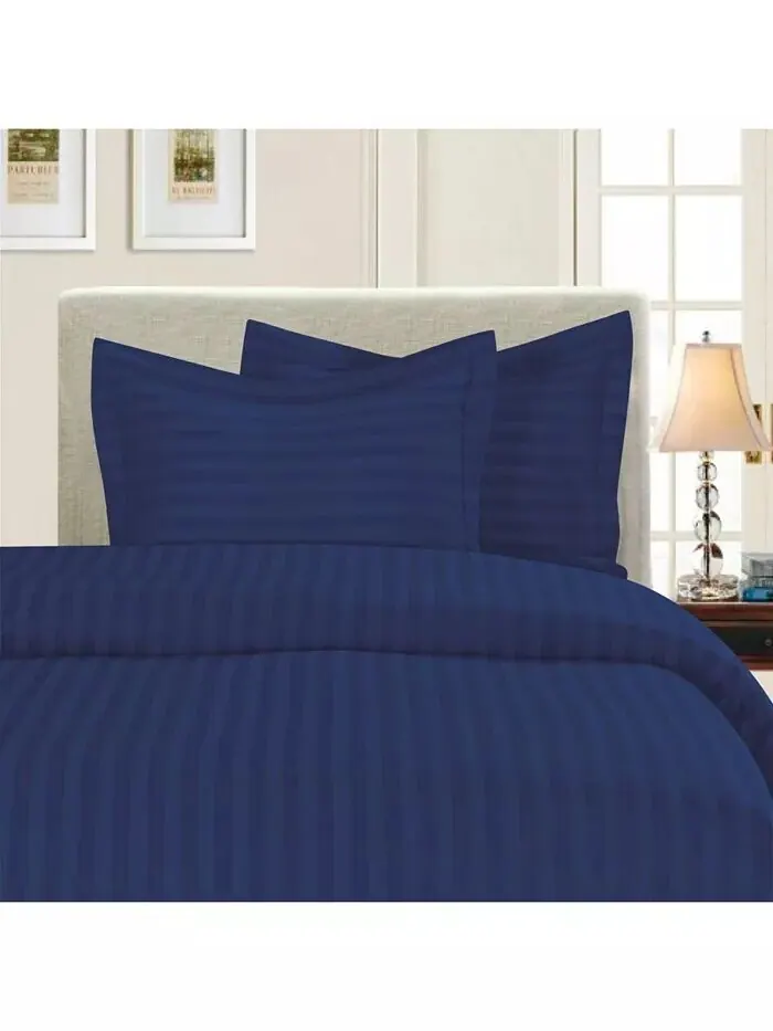 Роскошные комплекты пододеяльников в полоску без морщин Elegant Comfort — изображение 2 из 5, темно-синий