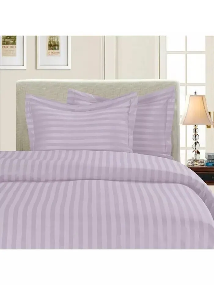 Роскошные комплекты пододеяльников в полоску без морщин Elegant Comfort — изображение 3 из 6, фиолетовый