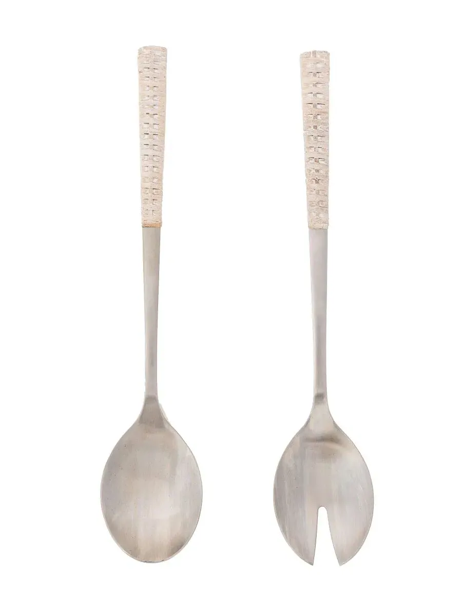 Набор для сервировки стола 28 см Rattan Stainless-Steel Serving Pieces Artifacts Trading Company — изображение 2 из 3, белый