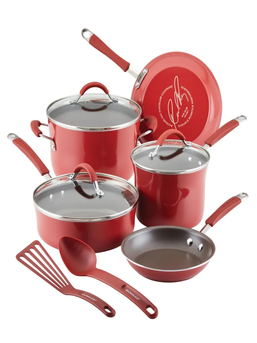 Набор посуды Cucina из 10 предметов с антипригарным покрытием и фарфоровой эмалью Rachael Ray