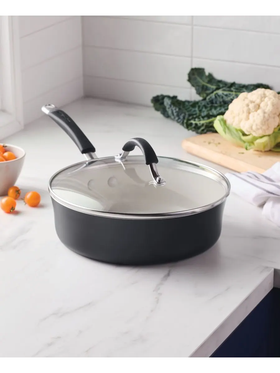 Керамическая антипригарная сковорода Cucina объемом 3 кварты с крышкой Rachael Ray — изображение 7 из 7, бежевый