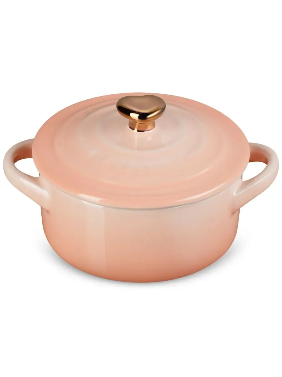 Керамическая мини-кокотница Le Creuset, 0.25 л, 10 см, персиковый/сердце