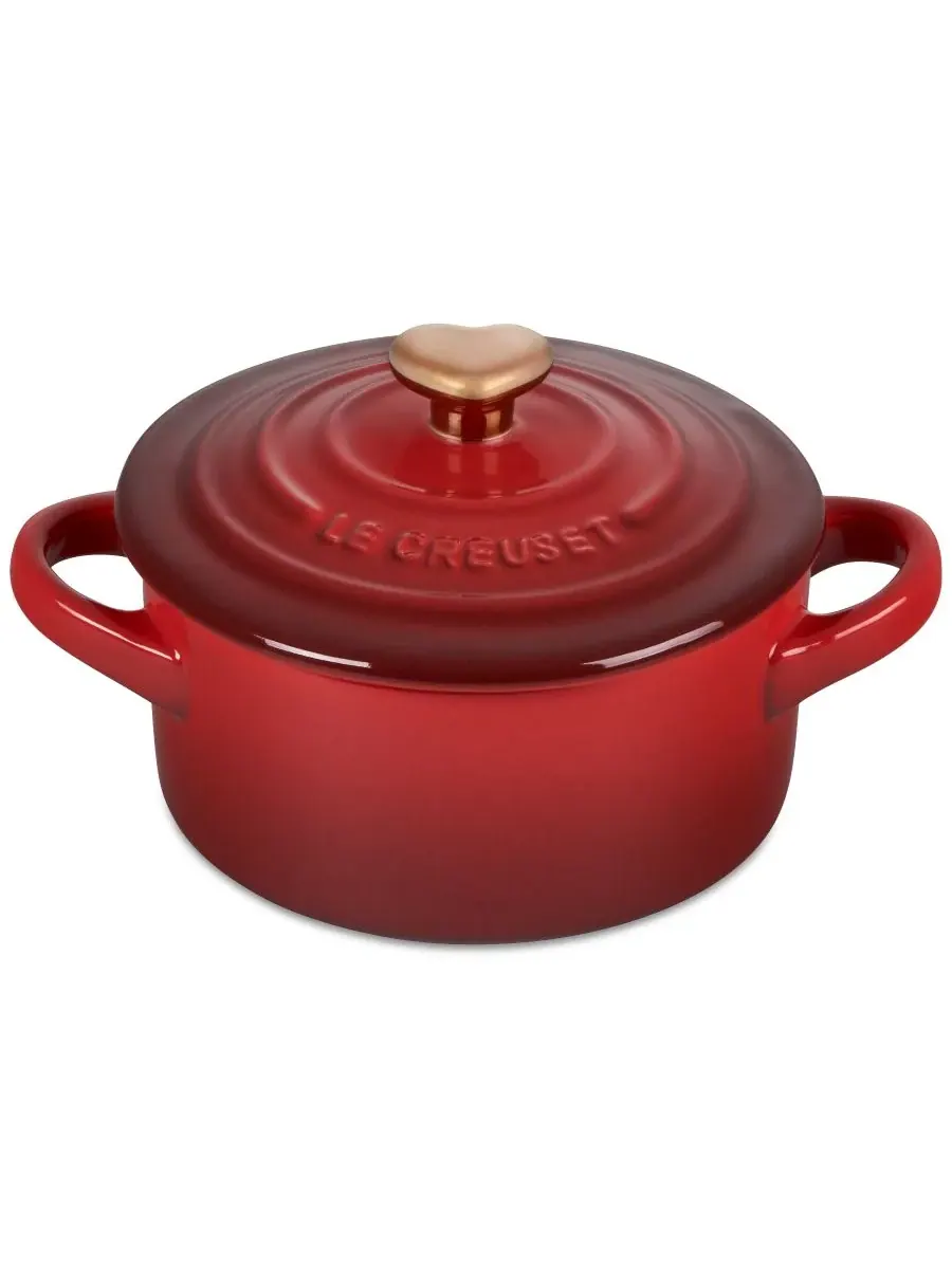 Керамическая мини-кокотница Le Creuset, 0.25 л, 10 см, вишневый/сердце
