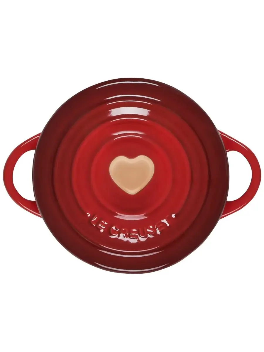 Керамическая мини-кокотница Le Creuset, 0.25 л, 10 см, вишневый/сердце — изображение 3 из 4, красный