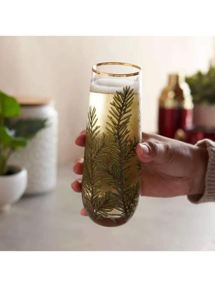 Набор из 2 бокалов для шампанского без ножки Woodland Twine — изображение 2 из 3, зеленый