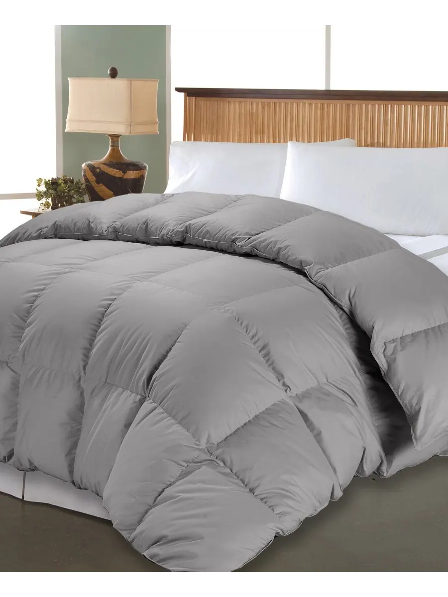 Одеяло Comforloft из хлопка пима с наполнителем, имитирующим пух, плотность 1000 нитей — серый