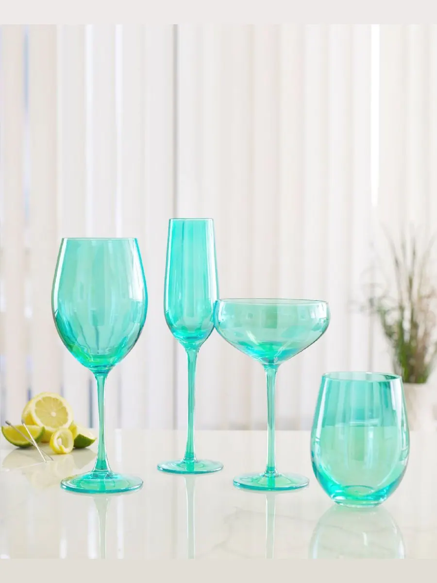 Набор из 4 бокалов для шампанского в карнавальном стиле Qualia Glass — изображение 3 из 3, бирюзовый