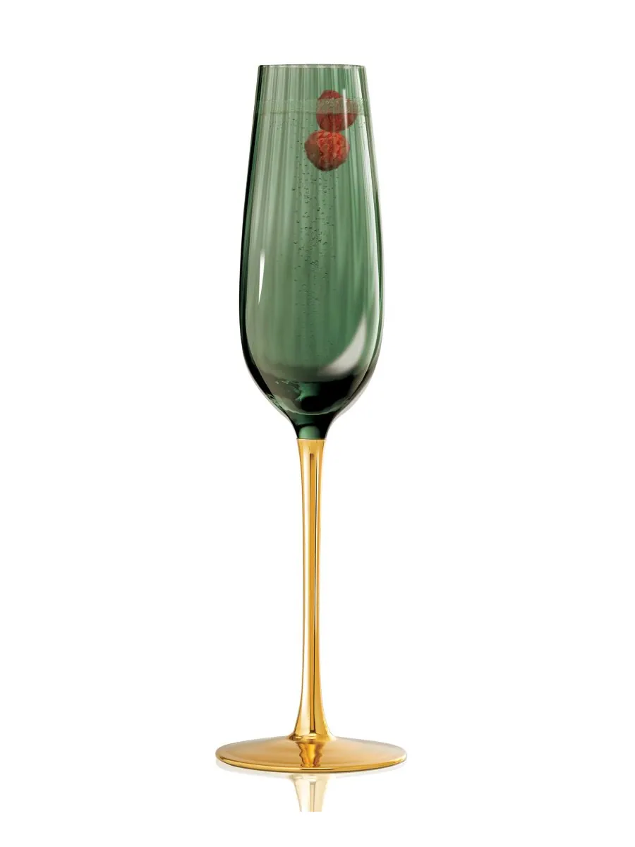 Изысканные бокалы для шампанского, набор из 2 штук Qualia Glass — изображение 2 из 7, зеленый