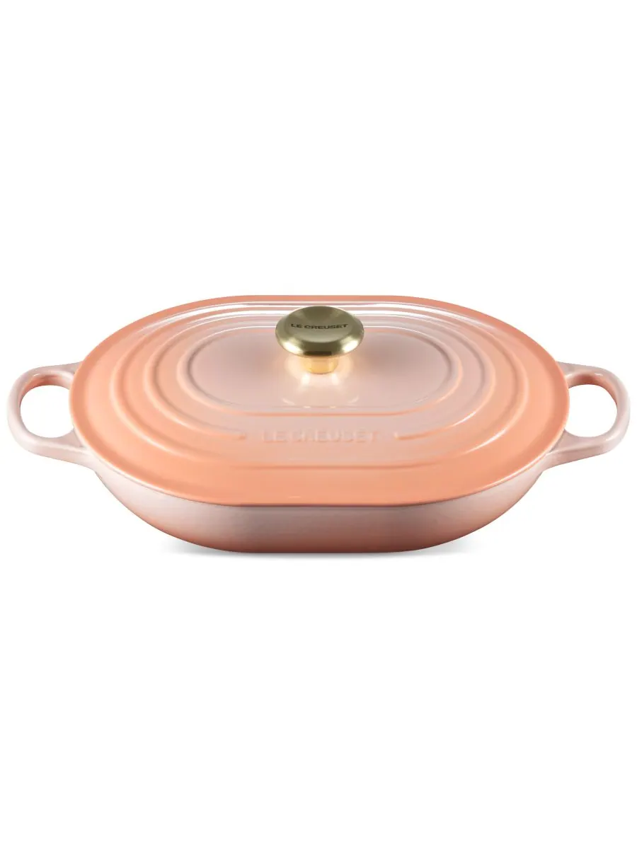 Сотейник овальный Le Creuset Signature, 3,4 л, 31 см, персиковый — изображение 2 из 4, розовый