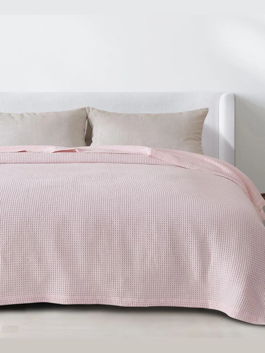 Хлопковое одеяло с вафельным плетением Linery & Co, Blush pink, King — изображение 1 из 6, розовый