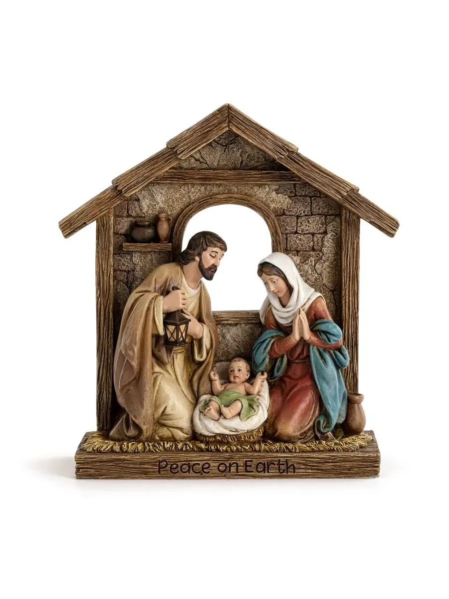 Скульптура Рождества с молитвой Девы Марии Holy Family Peace on Earth Napco — коричневый
