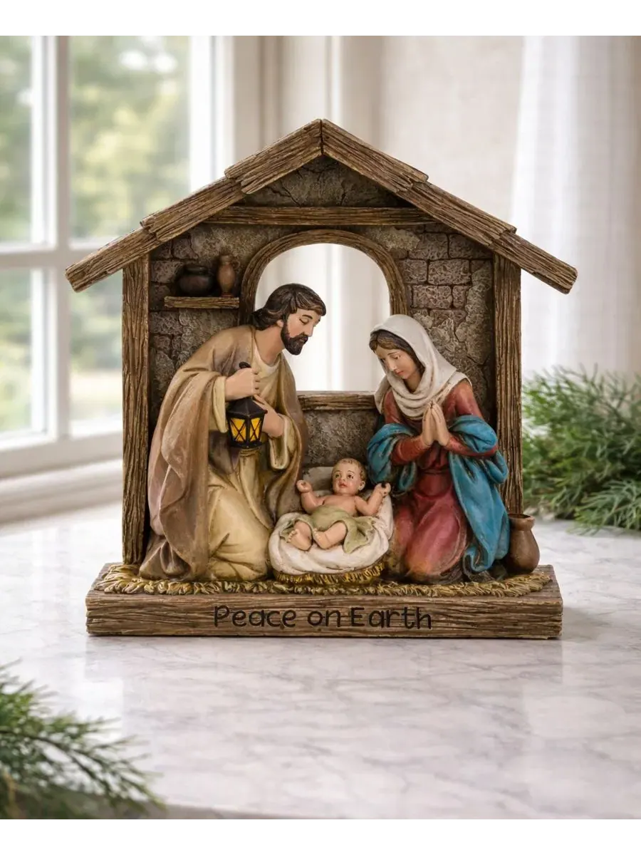 Скульптура Рождества с молитвой Девы Марии Holy Family Peace on Earth Napco — изображение 4 из 4, белый коричневый
