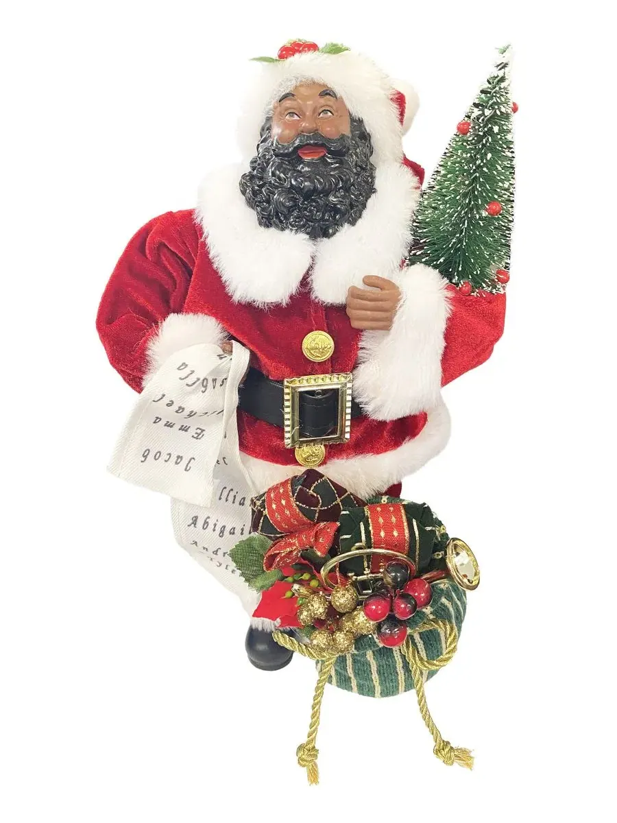Фигурка Санты 30 см, с красным вельветовым костюмом Santa's Workshop — красный
