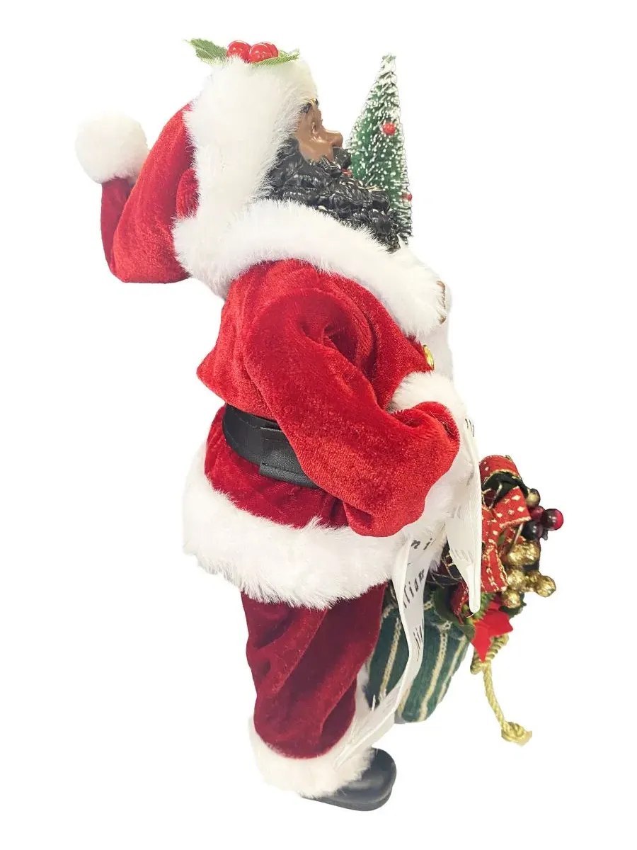 Фигурка Санты 30 см, с красным вельветовым костюмом Santa's Workshop — изображение 3 из 3, красный