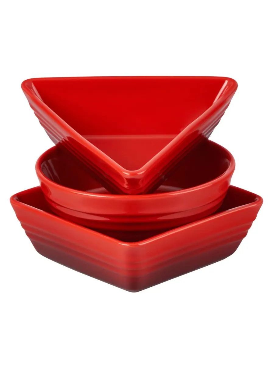 Набор мисок Le Creuset Stoneware, 3 предмета — изображение 2 из 3, красный